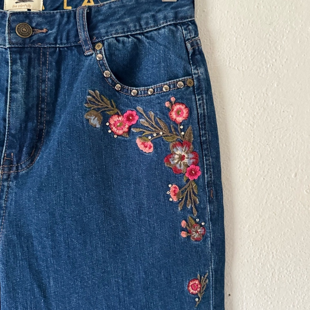 Kate Spade Broome St Ditsy Floral Embroidered Raw Hi Rise Cropped Jeans Sz 29 - Picture 3 of 16